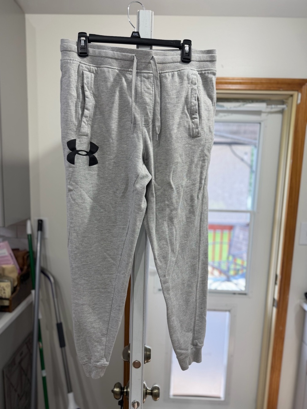 Under Armour Grey Sweat Joggers with Black Logo - Kids